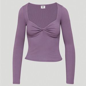 Aritzia purple sweetheart neck long sleeve shirt